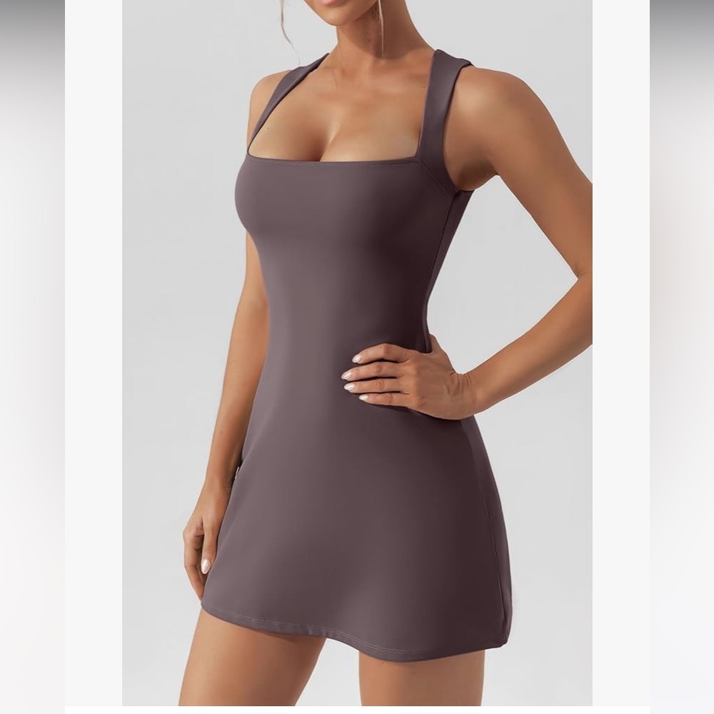 QINSEN Women's Square Neck Bodice Dress Sleeveless  Stretch  Mini Dresses NWT